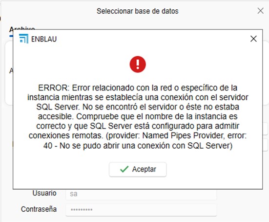 Error base de datos