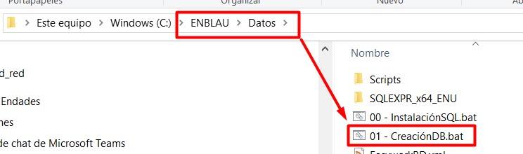 Ruta base de datos